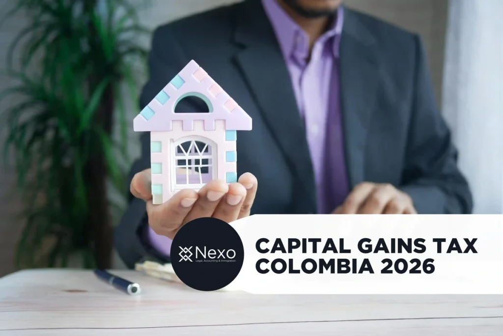 capital gains tax Colombia 2026 — foreigner reviewing tax documents before selling property
