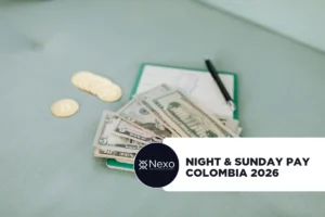 recargos 2026 Colombia - liquidación de nómina y reloj marcando la noche